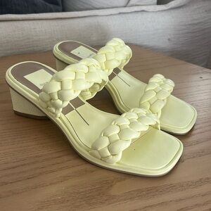 NWOT DOLCE VITA yellow braided sandal with triangle heel